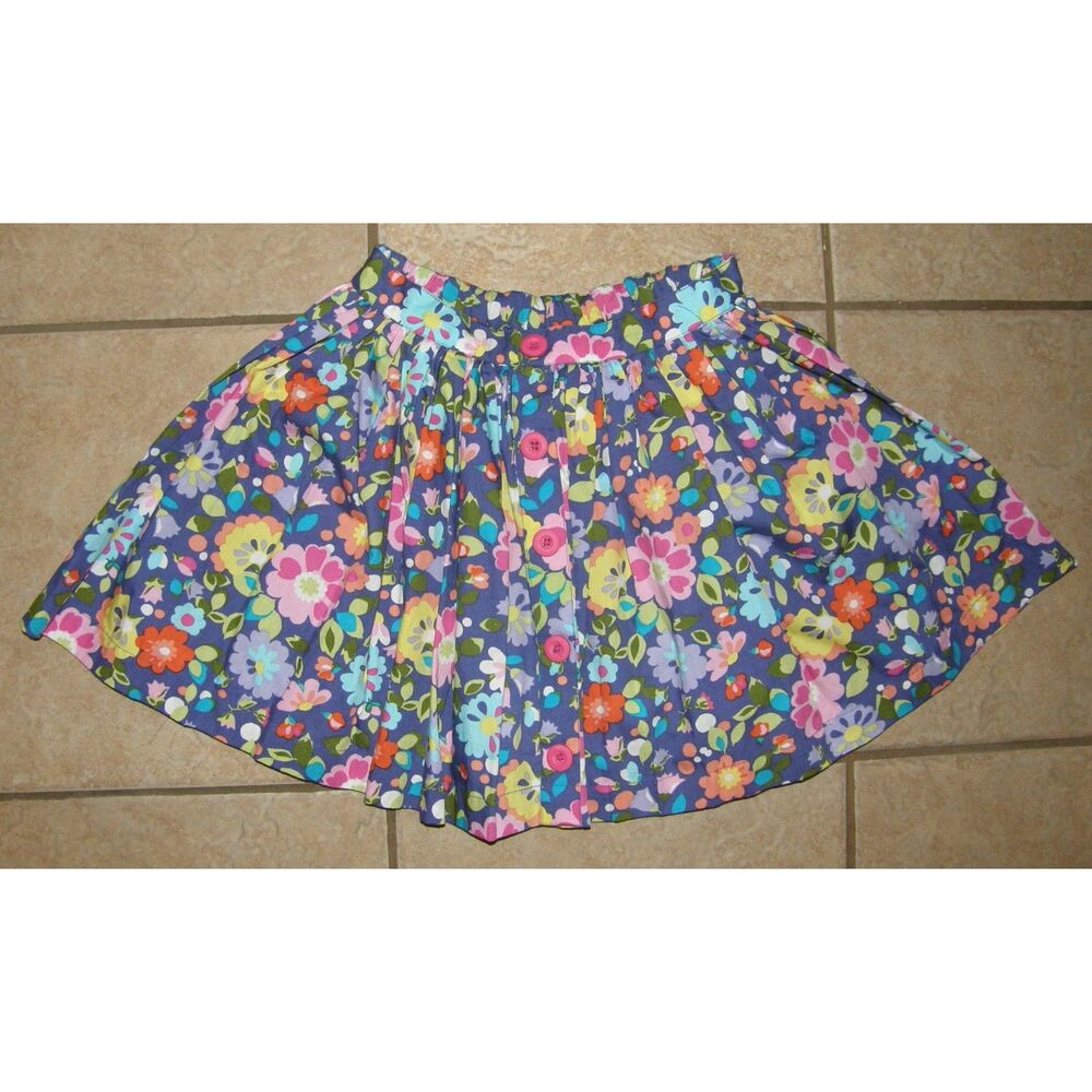 Girls Sz Medium Casual or Dress Colorful Floral Cotton Lined Full Skirt NEXT